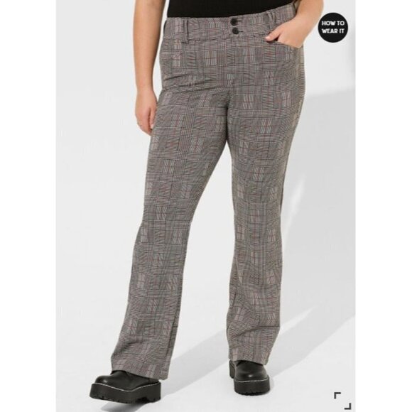 Torrid Trouser Boot Studio Double Knit High Rise Pants Plus Knit Plaid 18 Womens - Picture 2 of 14